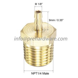 Brass Hose Barb, 1/8 ID x 1/4 (M) NPT