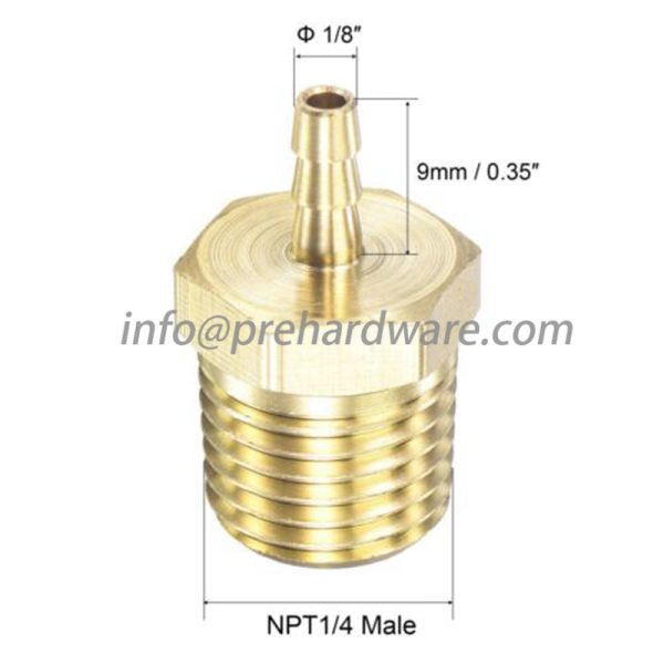 Brass Hose Barb, 1/8 ID x 1/4 (M) NPT