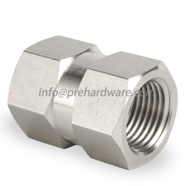 Stainless steel 1/4" NPT female Hex Coupling inline female coupler - Image 2