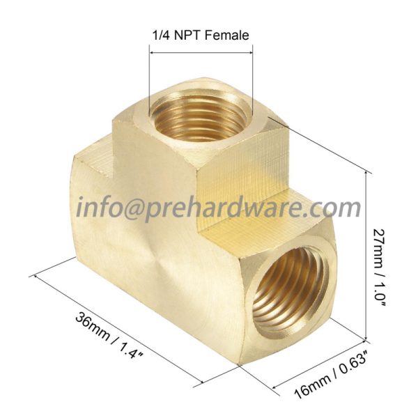 Brass Pipe Fitting Barstock Tee 3 Way 1/4" X NPT Female Hose Fitting - Image 4