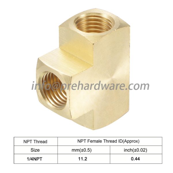 Brass Pipe Fitting Barstock Tee 3 Way 1/4" X NPT Female Hose Fitting - Image 3