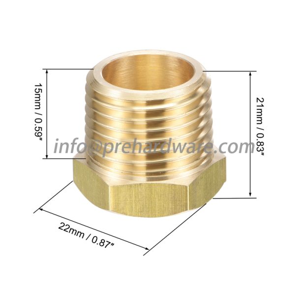 Brass Reducing Bushing, 1/4 MNPT x 3/8 FNPT - Image 4
