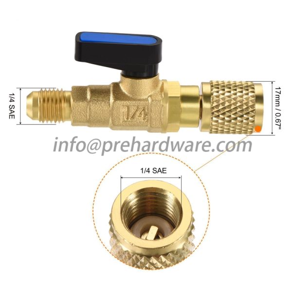 HVAC A/C Straight Shut-Off Ball Valve Adapter For R134A R22 R12 R410A 1/4" - Image 4