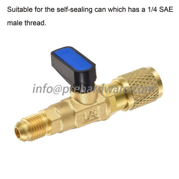 HVAC A/C Straight Shut-Off Ball Valve Adapter For R134A R22 R12 R410A 1/4" - Image 2