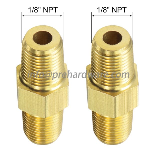 1/4" NPT Brass Hex Nipple 1/4" Male NPT X 1/4" Male NPT - Image 4