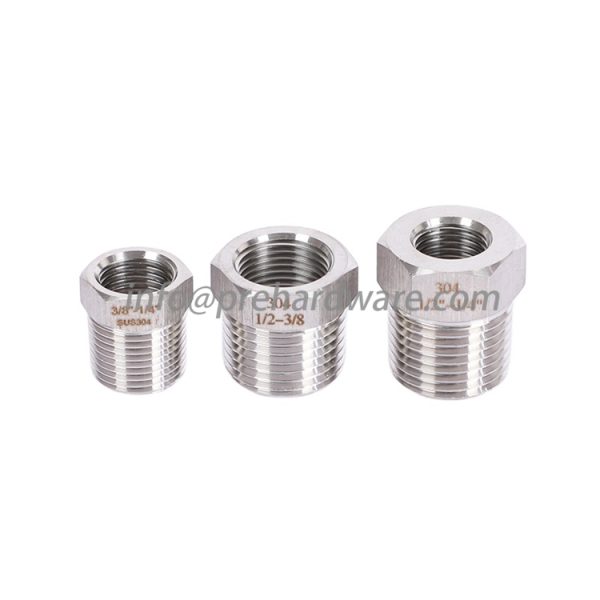 SS304 Stainless Steel Forged Pipe Bushing 3/4" NPT Male X 1/2" Female - Image 2