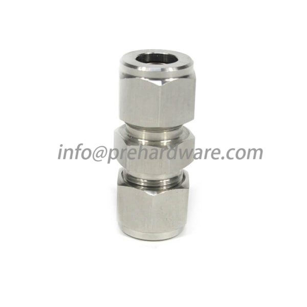 Stainless steel compression straight union tube fittings
