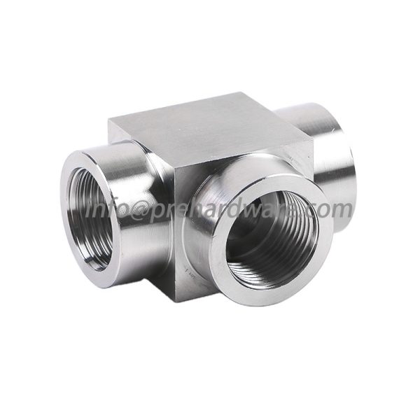 Stainless steel machined Female tee pipe fittings - Image 2