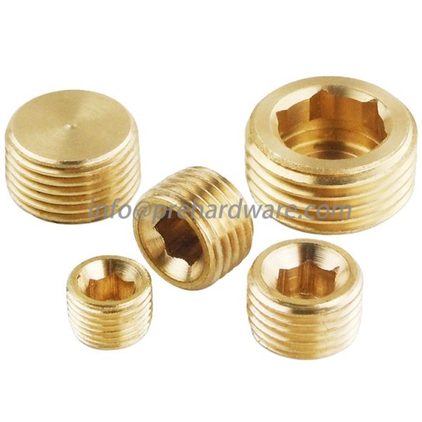 Brass Hollow Hex Head Plug 1/4 MNPT countersunk hex male pipe plug - Image 3