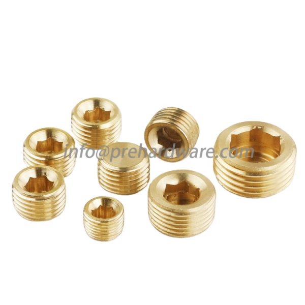 Brass Hollow Hex Head Plug 1/4 MNPT countersunk hex male pipe plug - Image 2