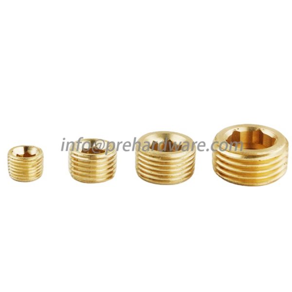Brass Hollow Hex Head Plug 1/4 MNPT countersunk hex male pipe plug