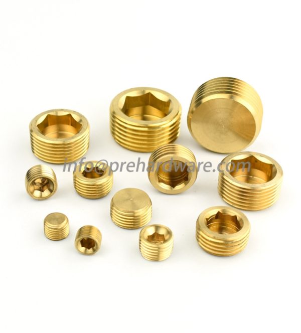 Brass Hollow Hex Head Plug 1/4 MNPT countersunk hex male pipe plug - Image 4