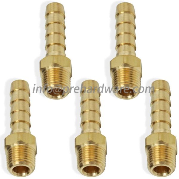 Brass hose barb 10mm with 1/4" male thread fitting