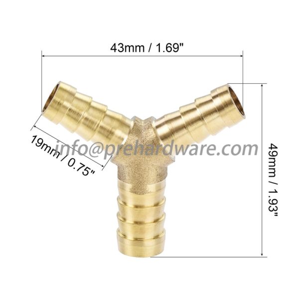 brass y shape 3 ways hose barb connectors hose barb fitting - Image 2