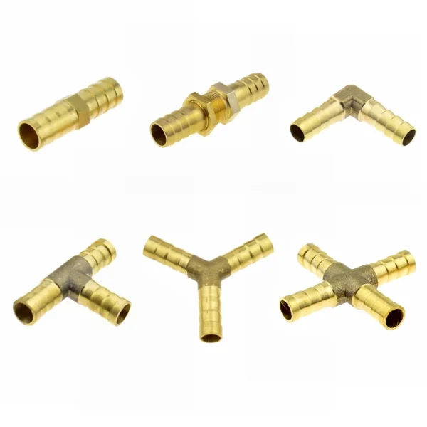Tee hose barb Y hose barb, 4 Way Brass Hose Connector Splicer Barb Pipe Fitting ，Tail Pneumatic Air Water Hose Coupler Adapter