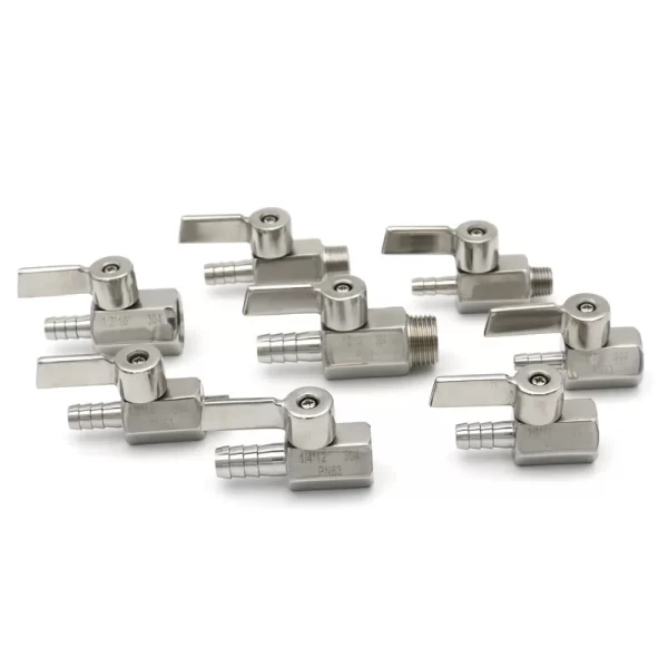 Mini Ball Valve 304 Stainless Steel Sanitary 8/10/12mm Hose Barb ,Male Female Threaded 2 Way Ball Valve - Image 2
