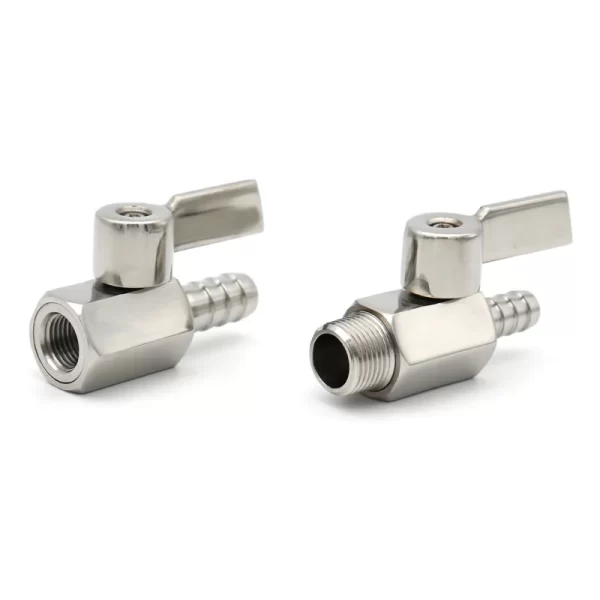 Mini Ball Valve 304 Stainless Steel Sanitary 8/10/12mm Hose Barb ,Male Female Threaded 2 Way Ball Valve