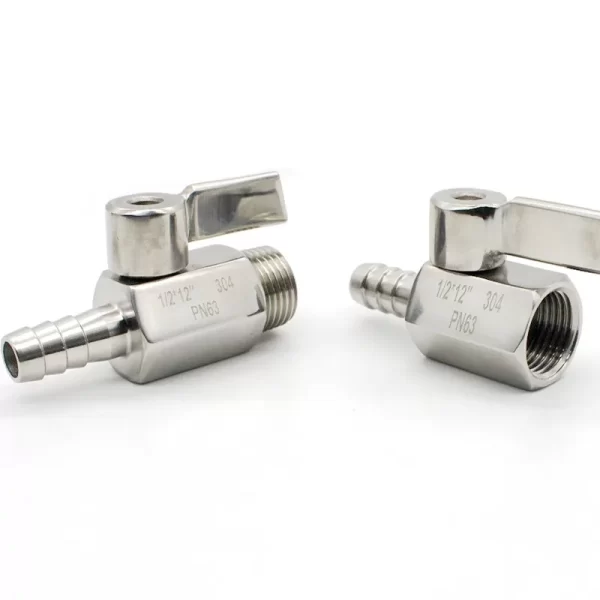 SS304 MINI Ball Valve Handle Male/Female Thread 1/8" 1/4" 3/8" 1/2" To 7mm 8mm 10mm 12mm Pagoda Adapter,2 Way Ball Valve - Image 2