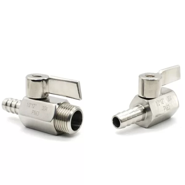 SS304 MINI Ball Valve Handle Male/Female Thread 1/8" 1/4" 3/8" 1/2" To 7mm 8mm 10mm 12mm Pagoda Adapter,2 Way Ball Valve